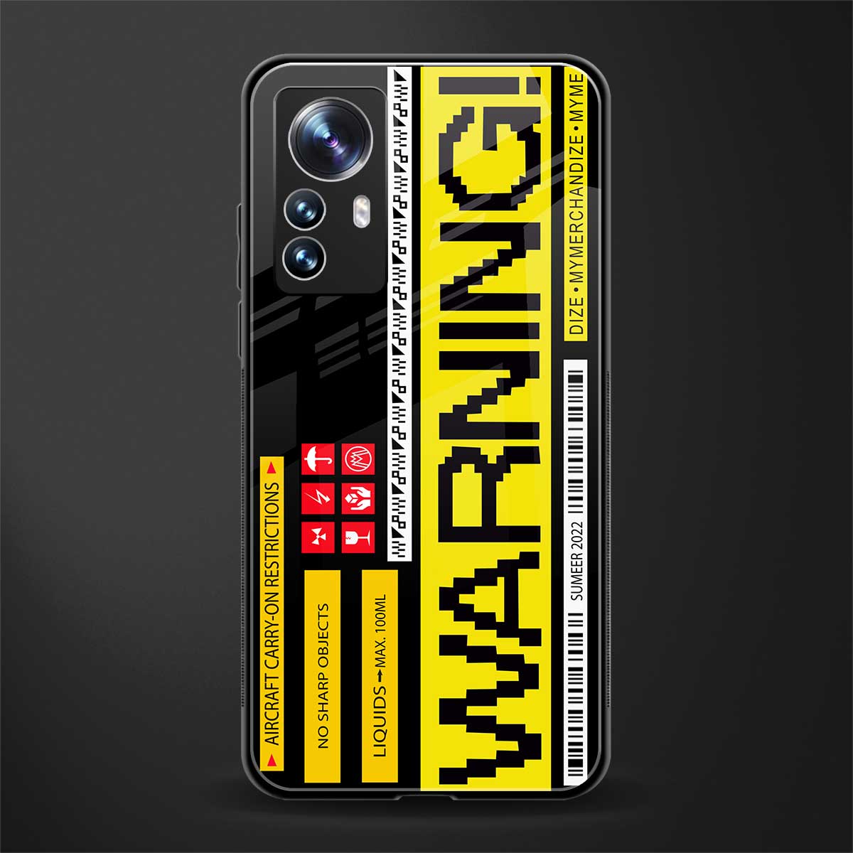 warning back phone cover | glass case for xiaomi 12 pro