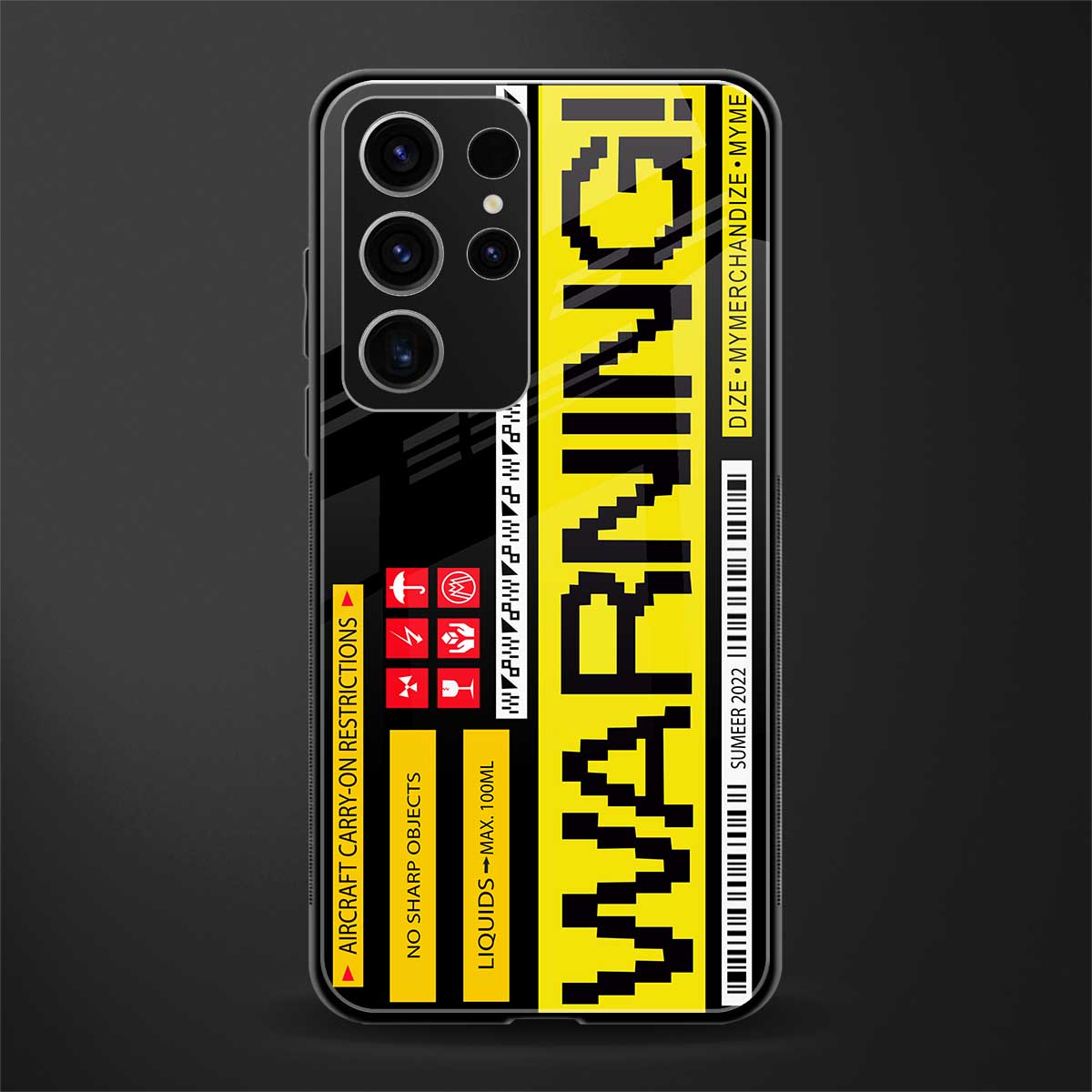 Warning-Sign-Black-Edition-Glass-Case for phone case | glass case for samsung galaxy s23 ultra