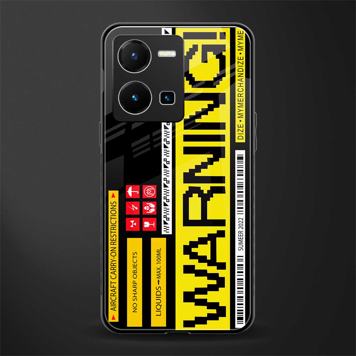 warning back phone cover | glass case for vivo y35 4g