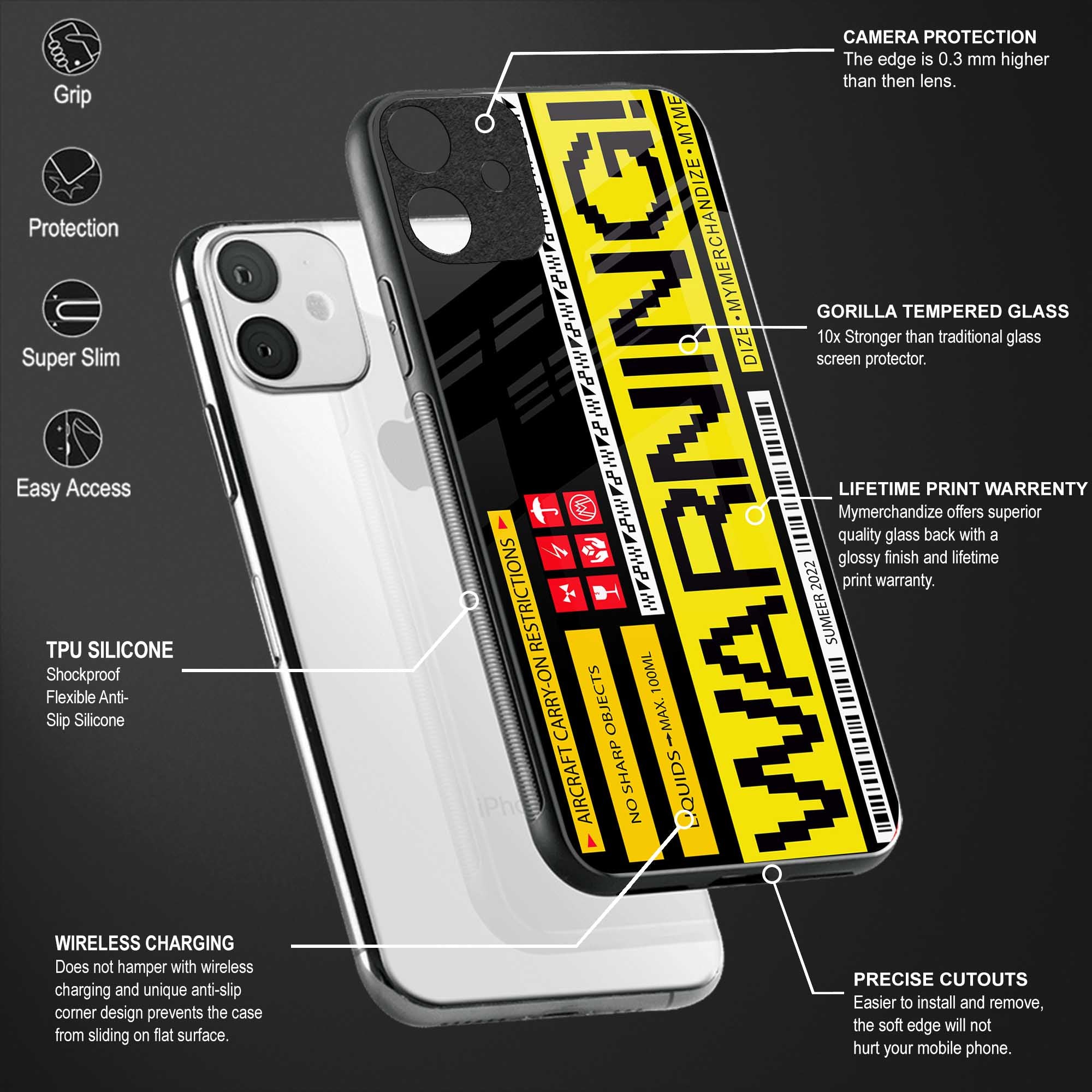 warning back phone cover | glass case for vivo y72