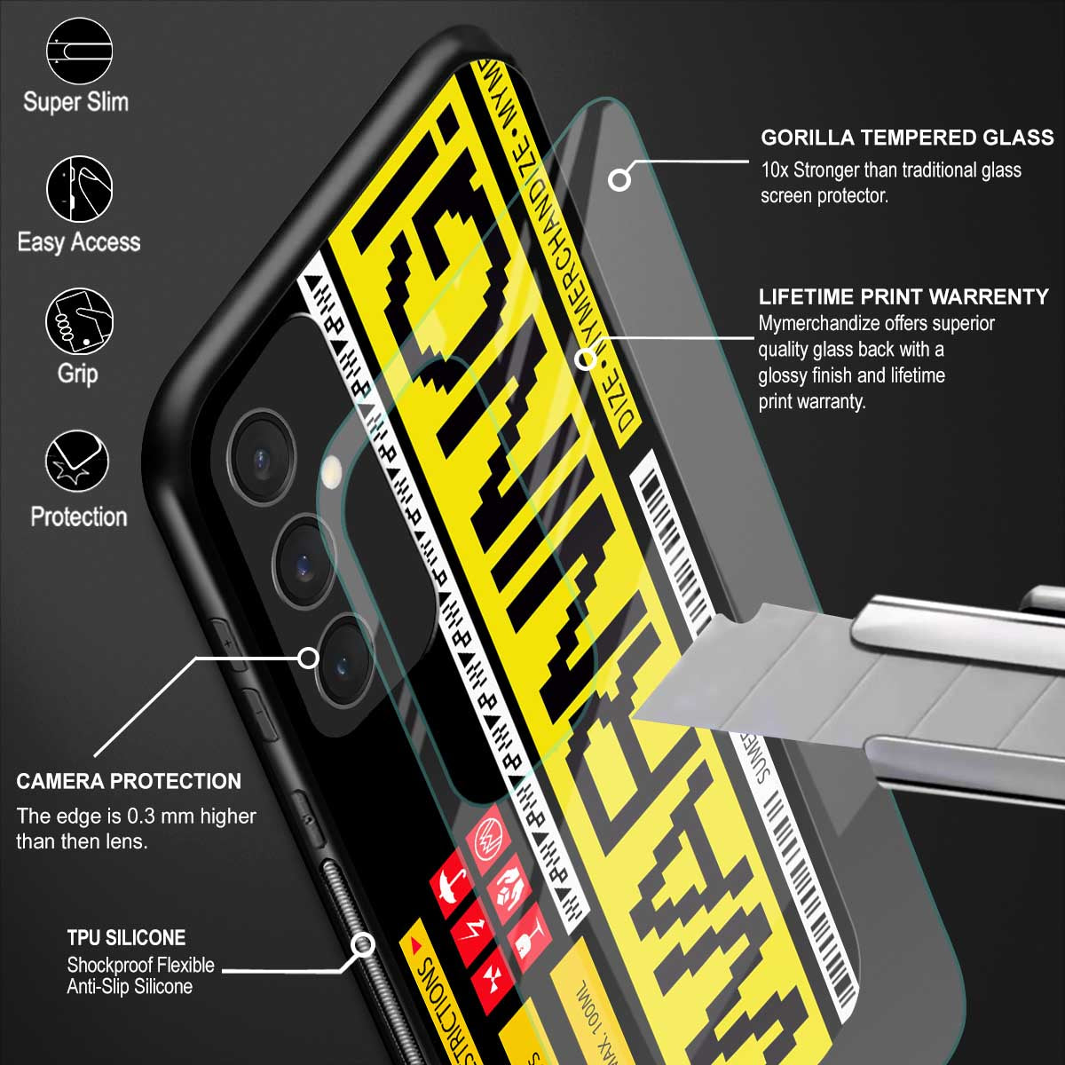 warning back phone cover | glass case for samsung galaxy s23 fe 5g