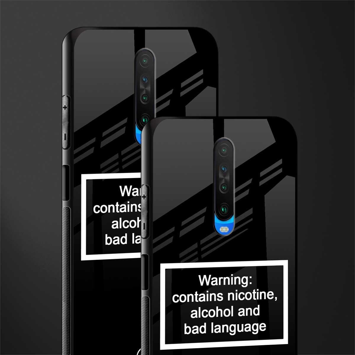 warning sign black edition glass case for poco x2 image-2