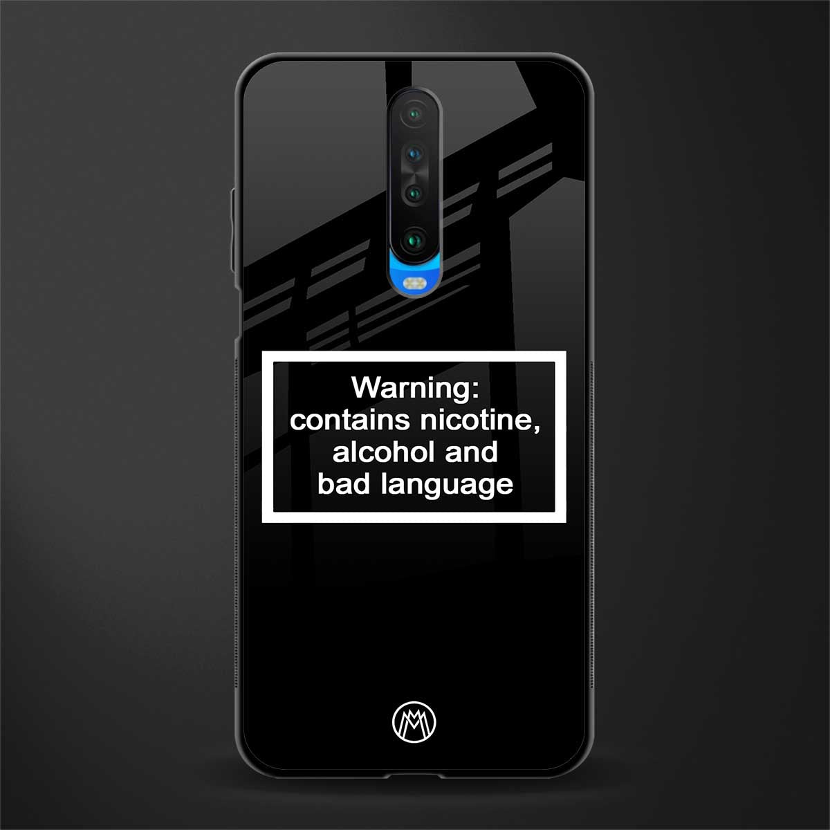 warning sign black edition glass case for poco x2 image