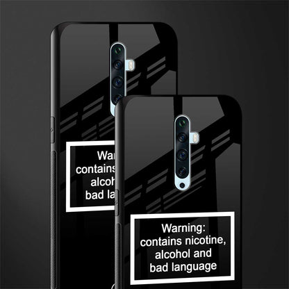 warning sign black edition glass case for oppo reno 2f image-2