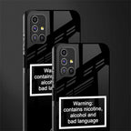 warning sign black edition glass case for samsung galaxy m51 image-2