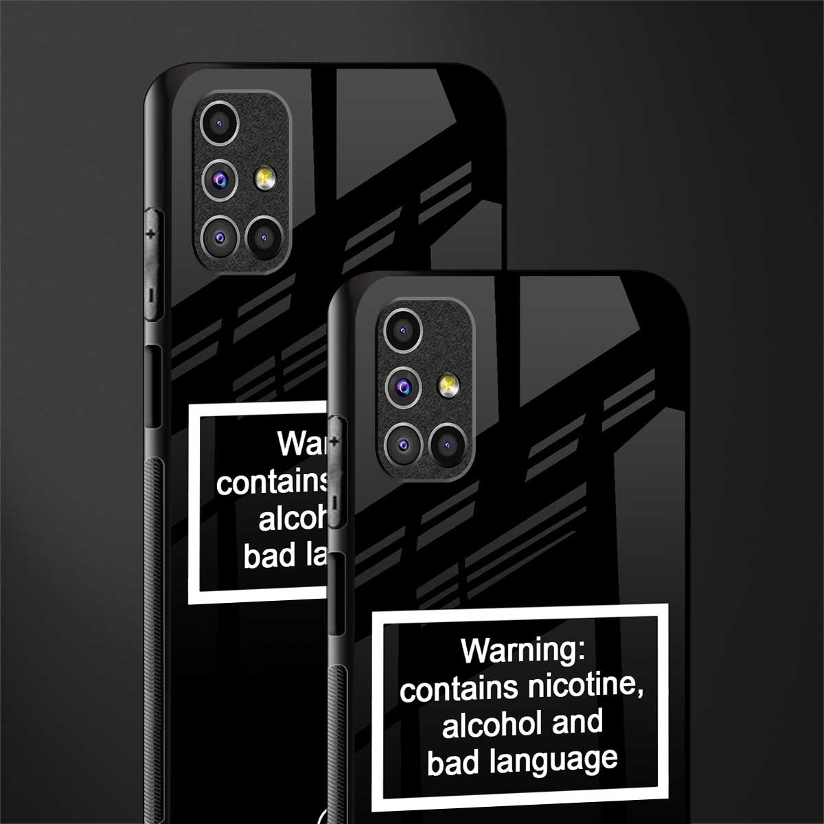 warning sign black edition glass case for samsung galaxy m51 image-2
