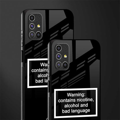 warning sign black edition glass case for samsung galaxy m51 image-2