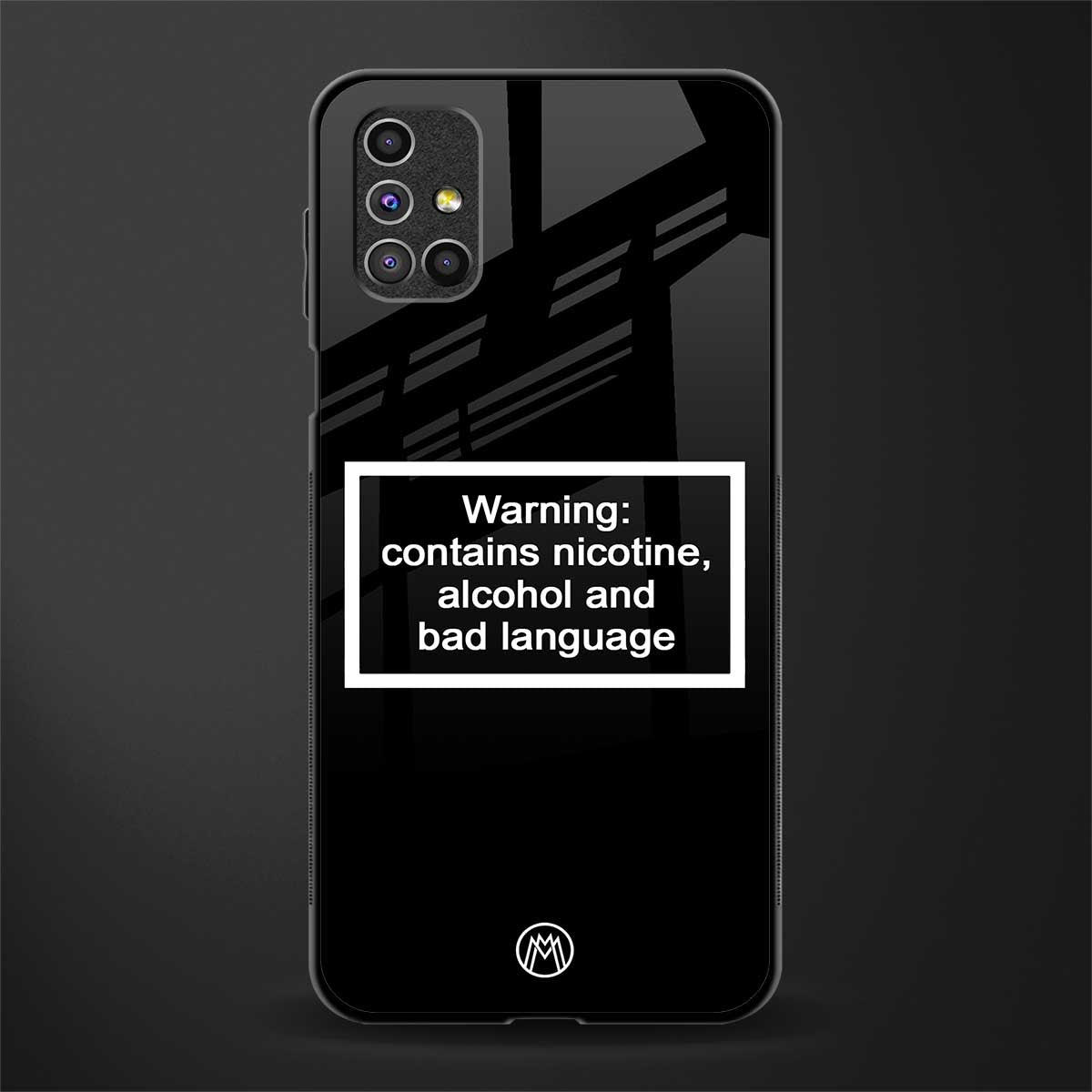 warning sign black edition glass case for samsung galaxy m31s image