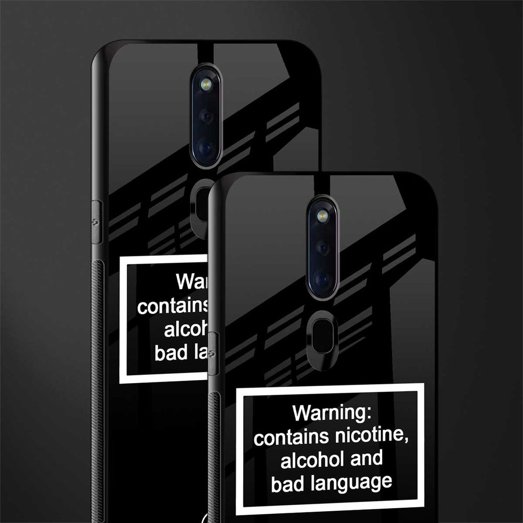 warning sign black edition glass case for oppo f11 pro image-2