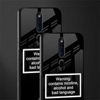 warning sign black edition glass case for oppo f11 pro image-2