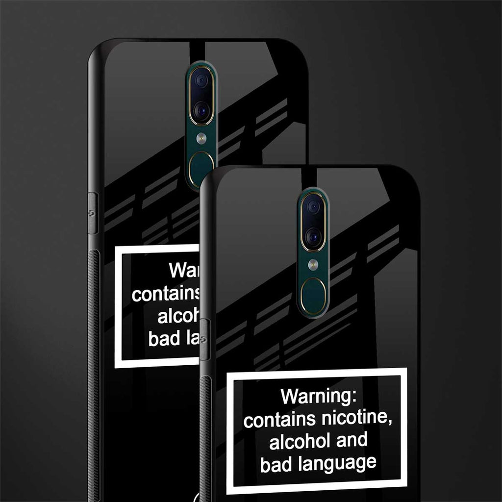 warning sign black edition glass case for oppo a9 image-2