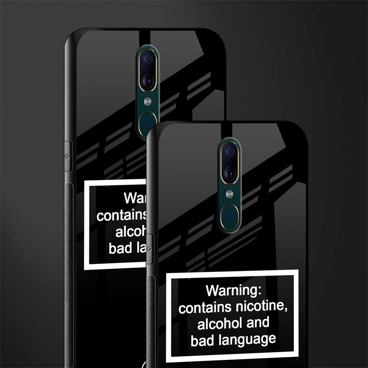 warning sign black edition glass case for oppo f11 image-2
