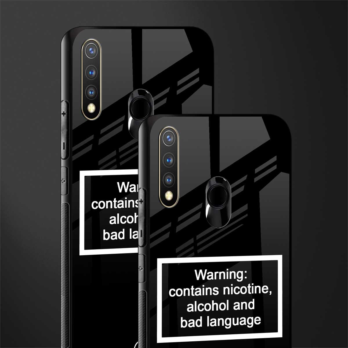 warning sign black edition glass case for vivo y19 image-2