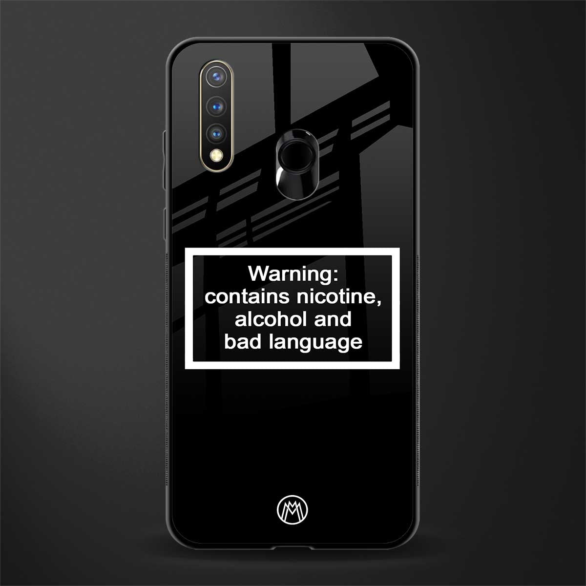 warning sign black edition glass case for vivo y19 image