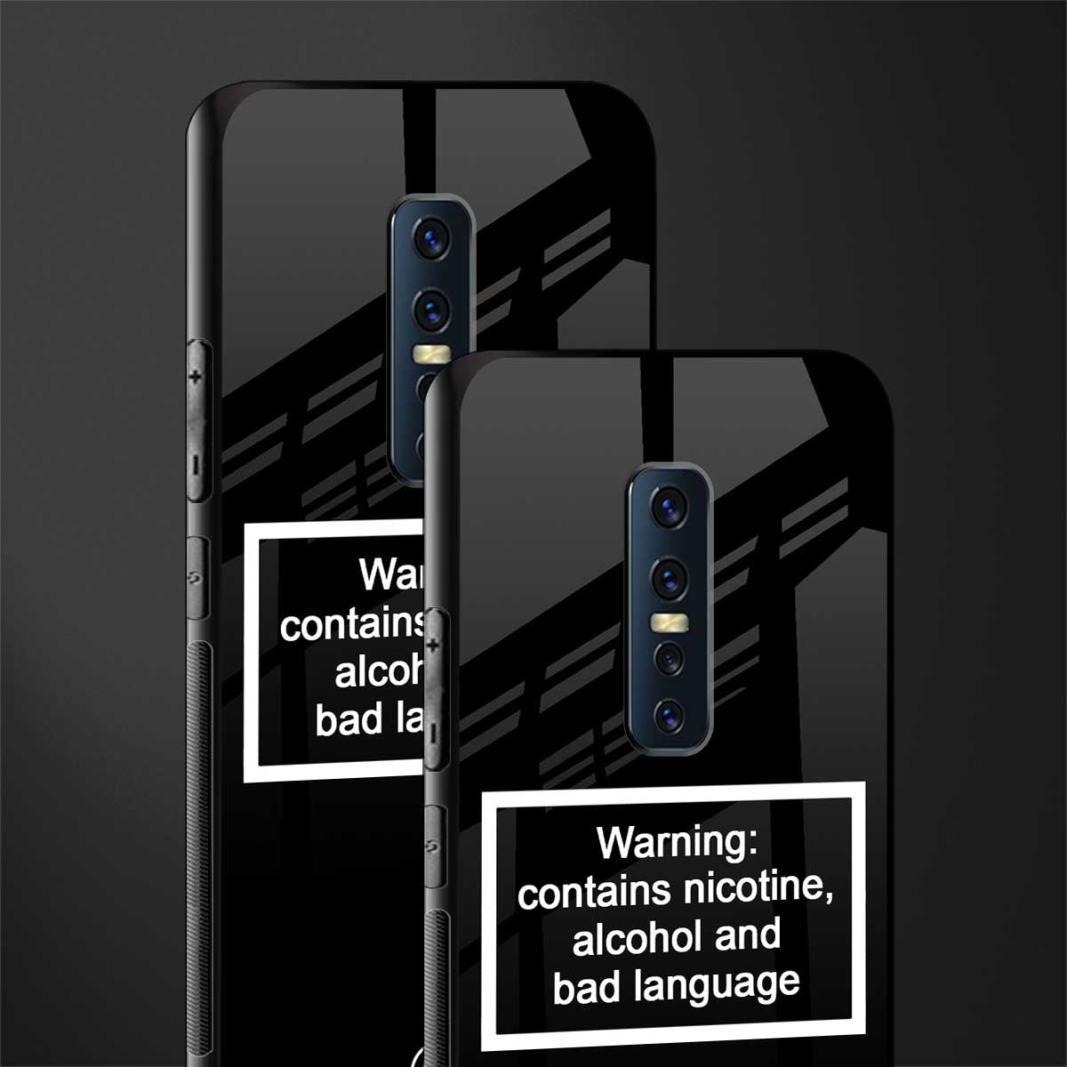 warning sign black edition glass case for vivo v17 pro image-2