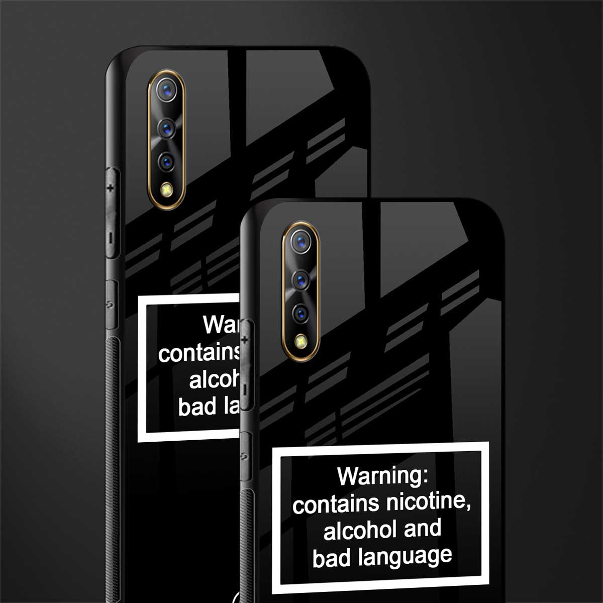 warning sign black edition glass case for vivo z1x image-2
