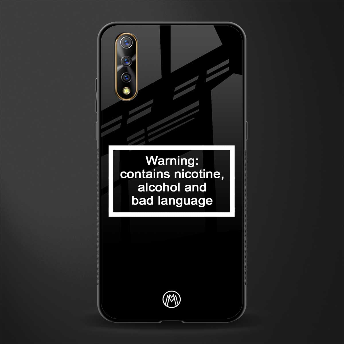 warning sign black edition glass case for vivo s1 image