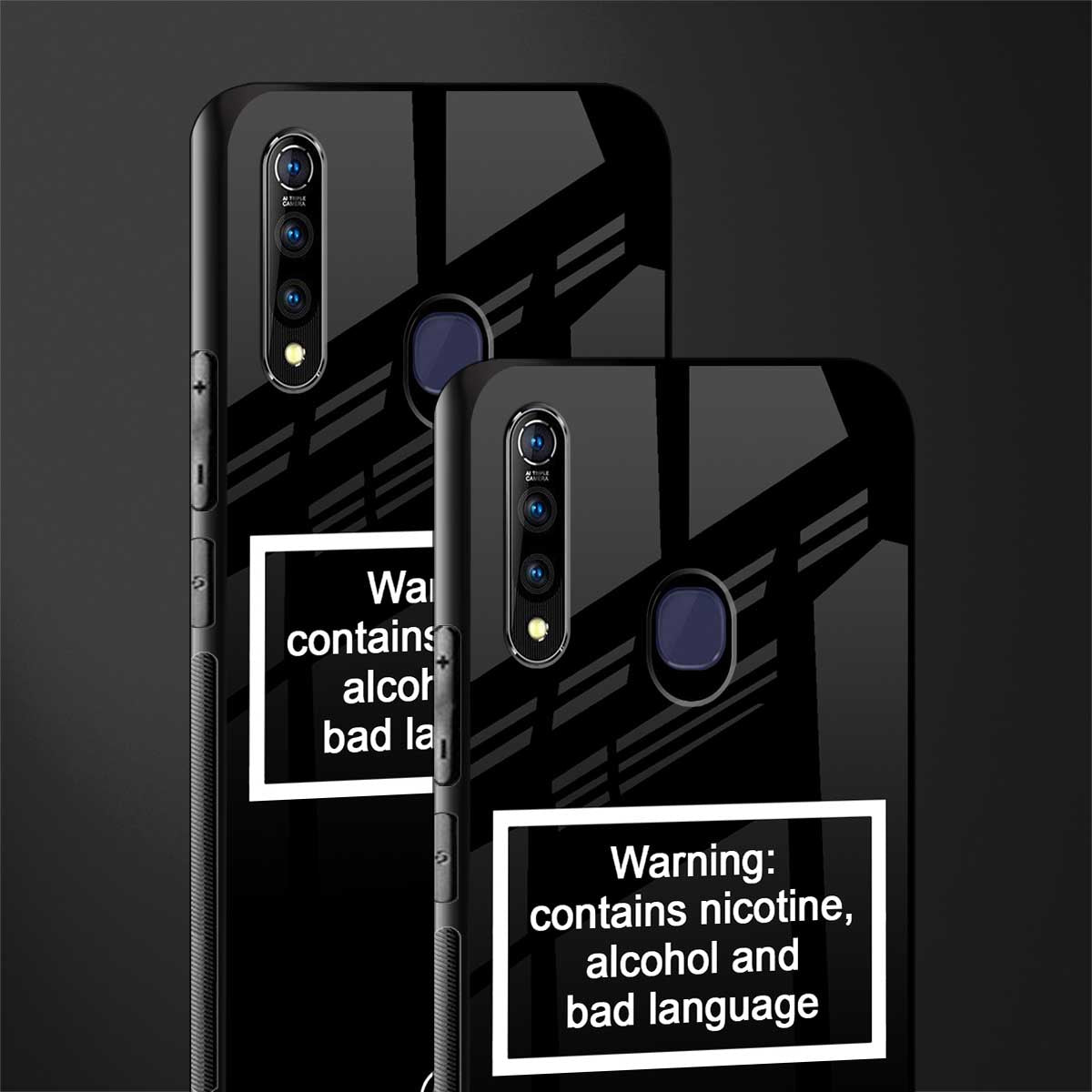 warning sign black edition glass case for vivo z1 pro image-2