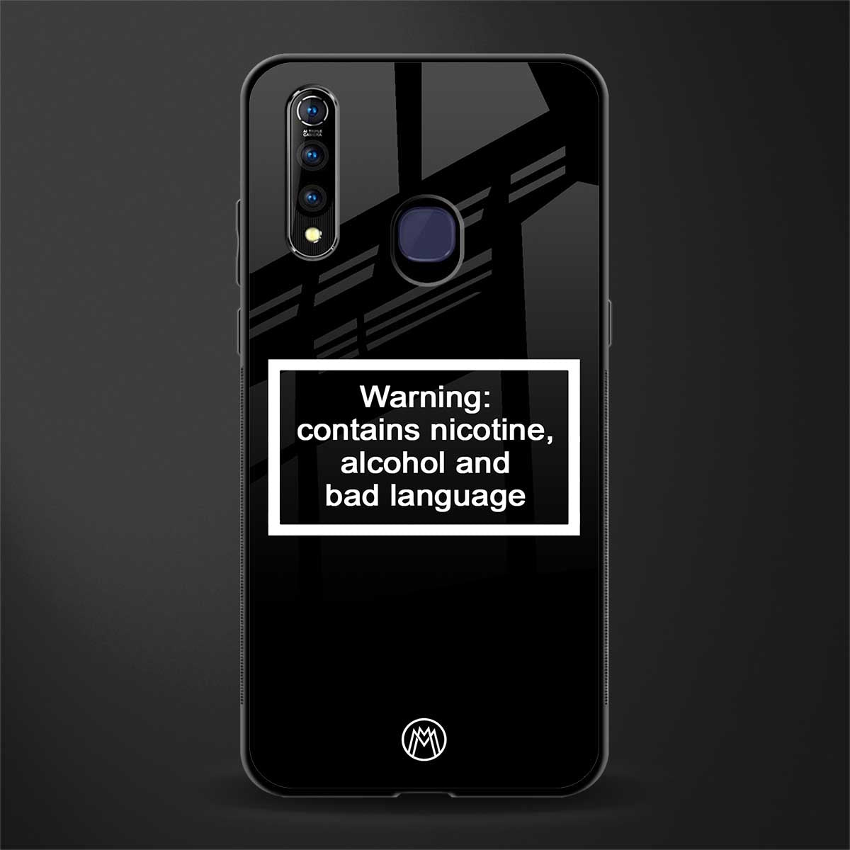 warning sign black edition glass case for vivo z1 pro image
