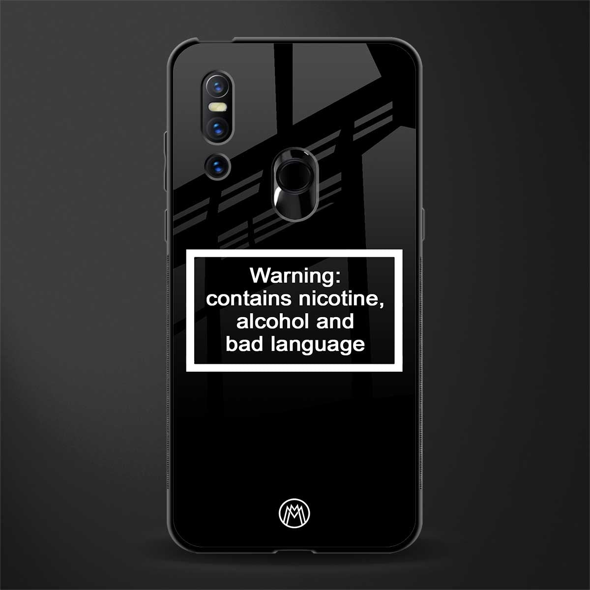 warning sign black edition glass case for vivo v15 image