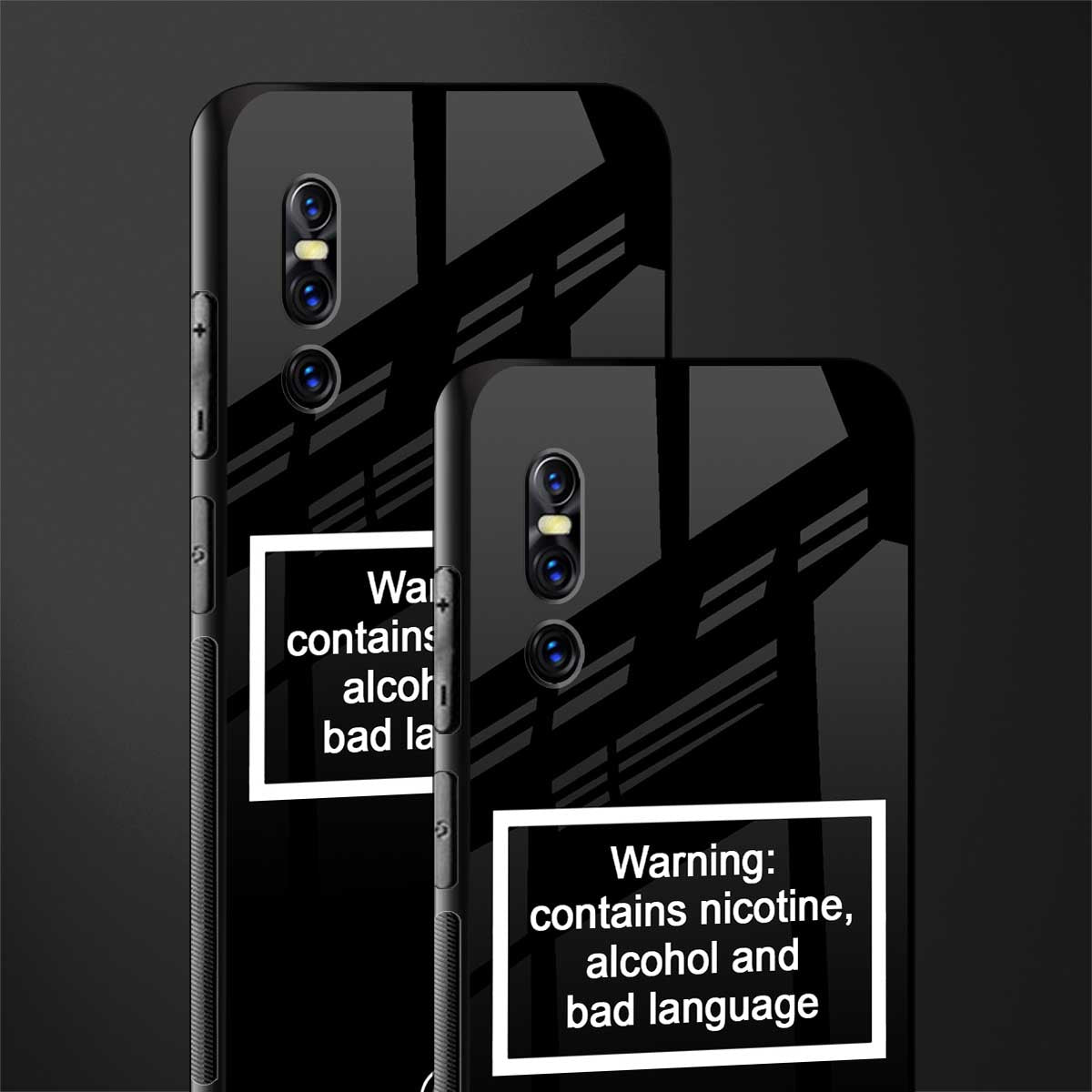 warning sign black edition glass case for vivo v15 pro image-2