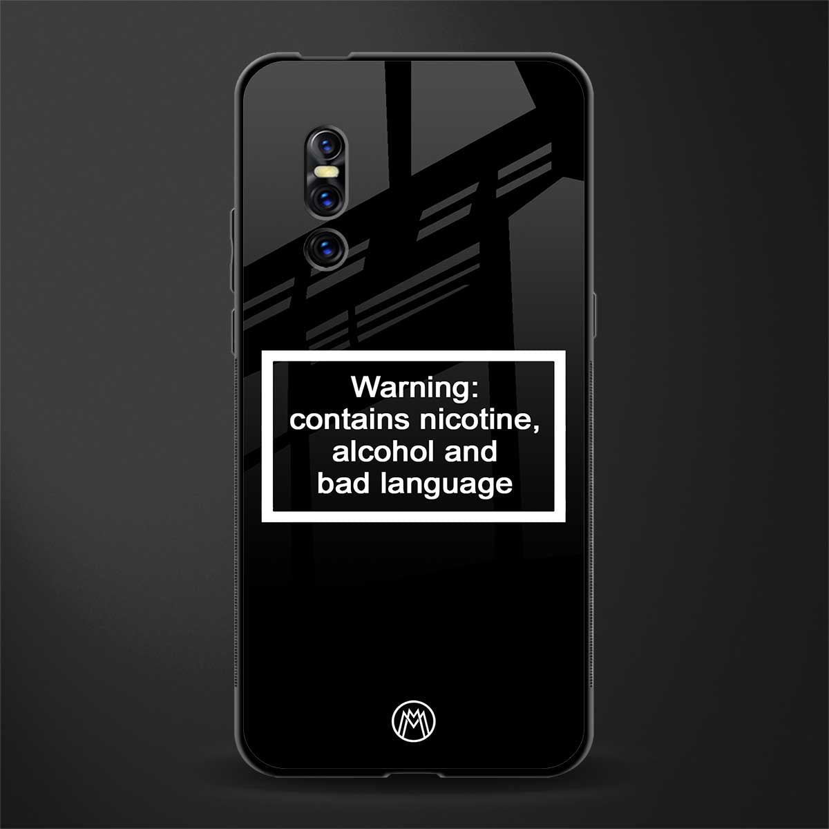 warning sign black edition glass case for vivo v15 pro image