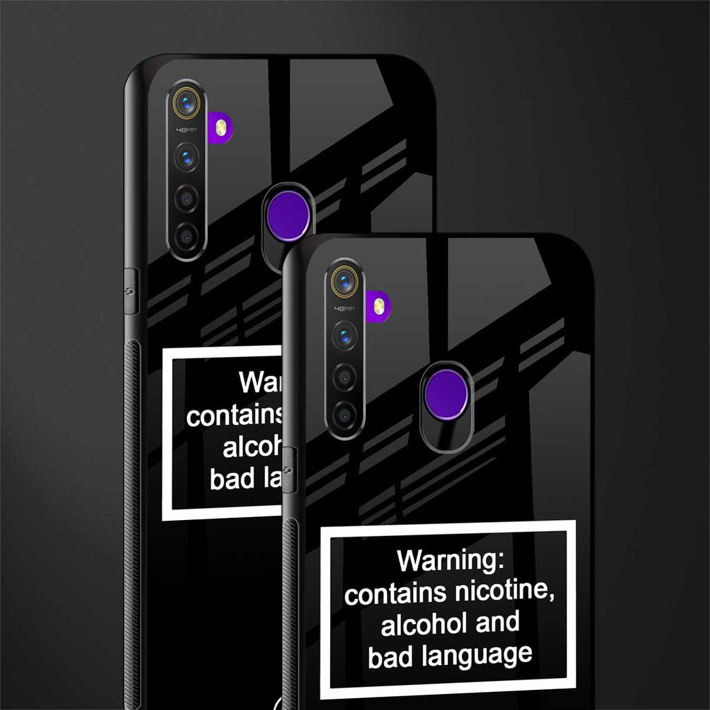 warning sign black edition glass case for realme 5i image-2