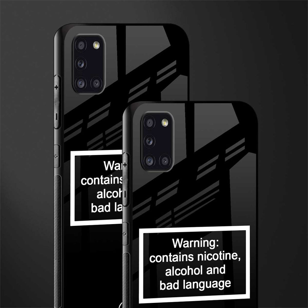warning sign black edition glass case for samsung galaxy a31 image-2
