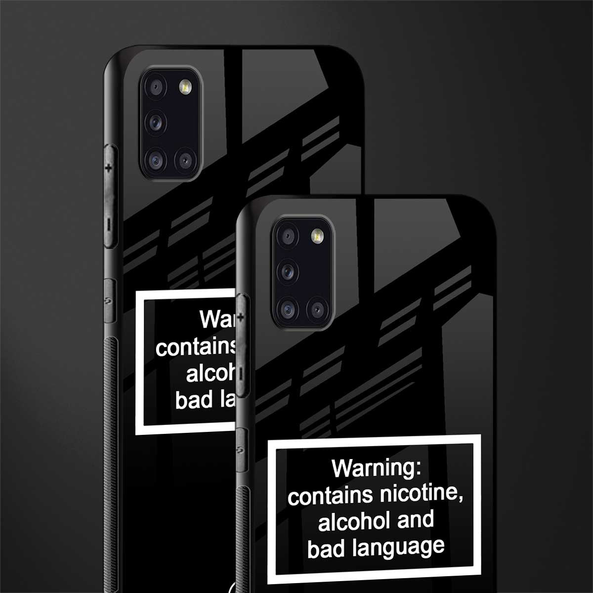 warning sign black edition glass case for samsung galaxy a31 image-2