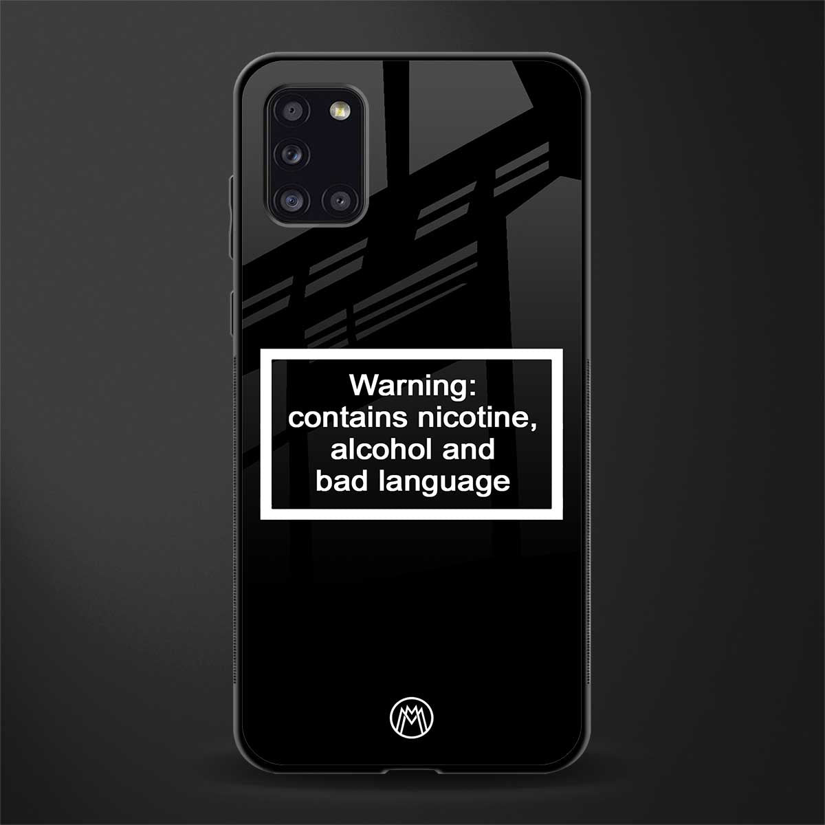 warning sign black edition glass case for samsung galaxy a31 image
