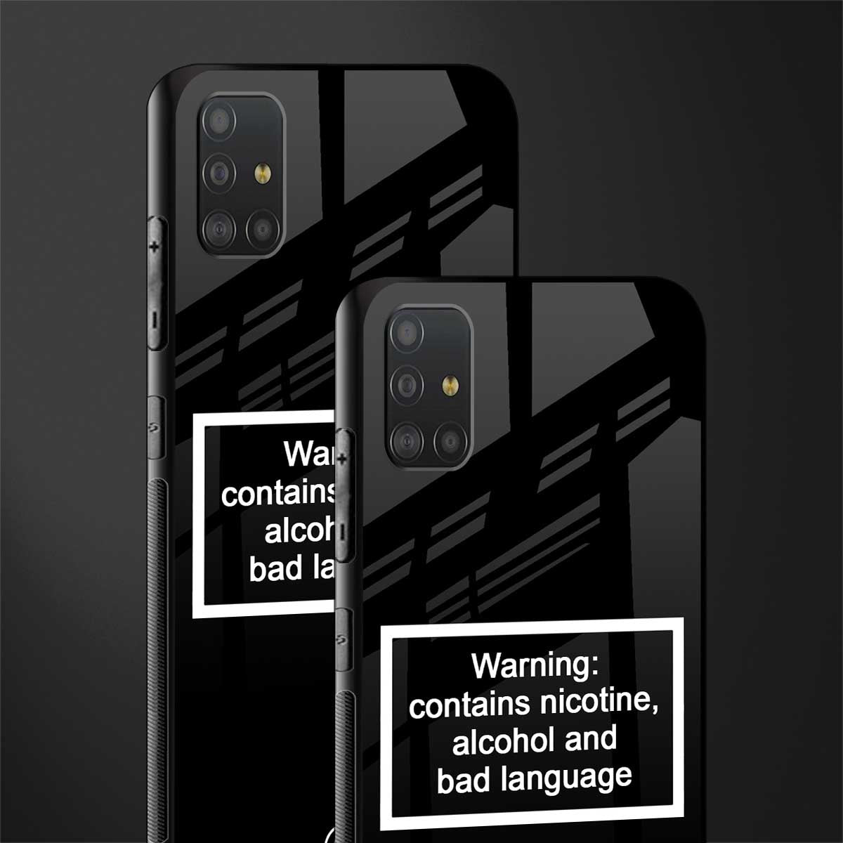 warning sign black edition glass case for samsung galaxy a51 image-2