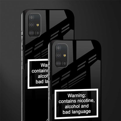 warning sign black edition glass case for samsung galaxy a51 image-2