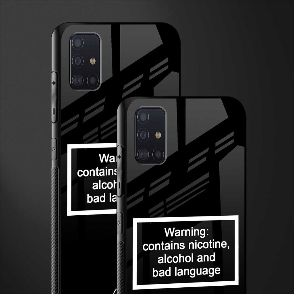 warning sign black edition glass case for samsung galaxy a71 image-2