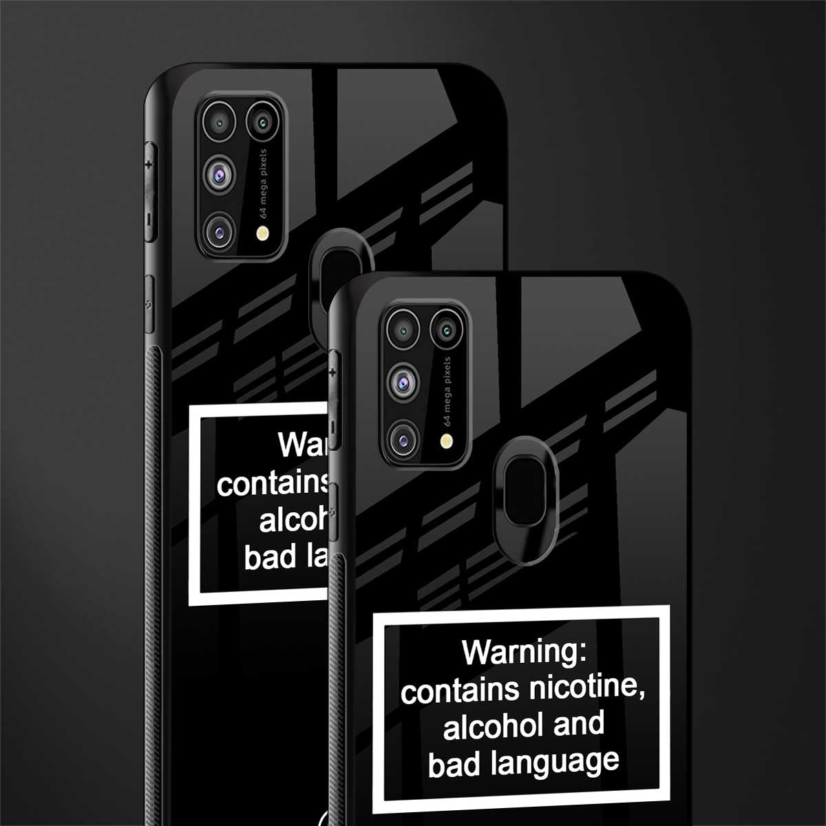 warning sign black edition glass case for samsung galaxy f41 image-2