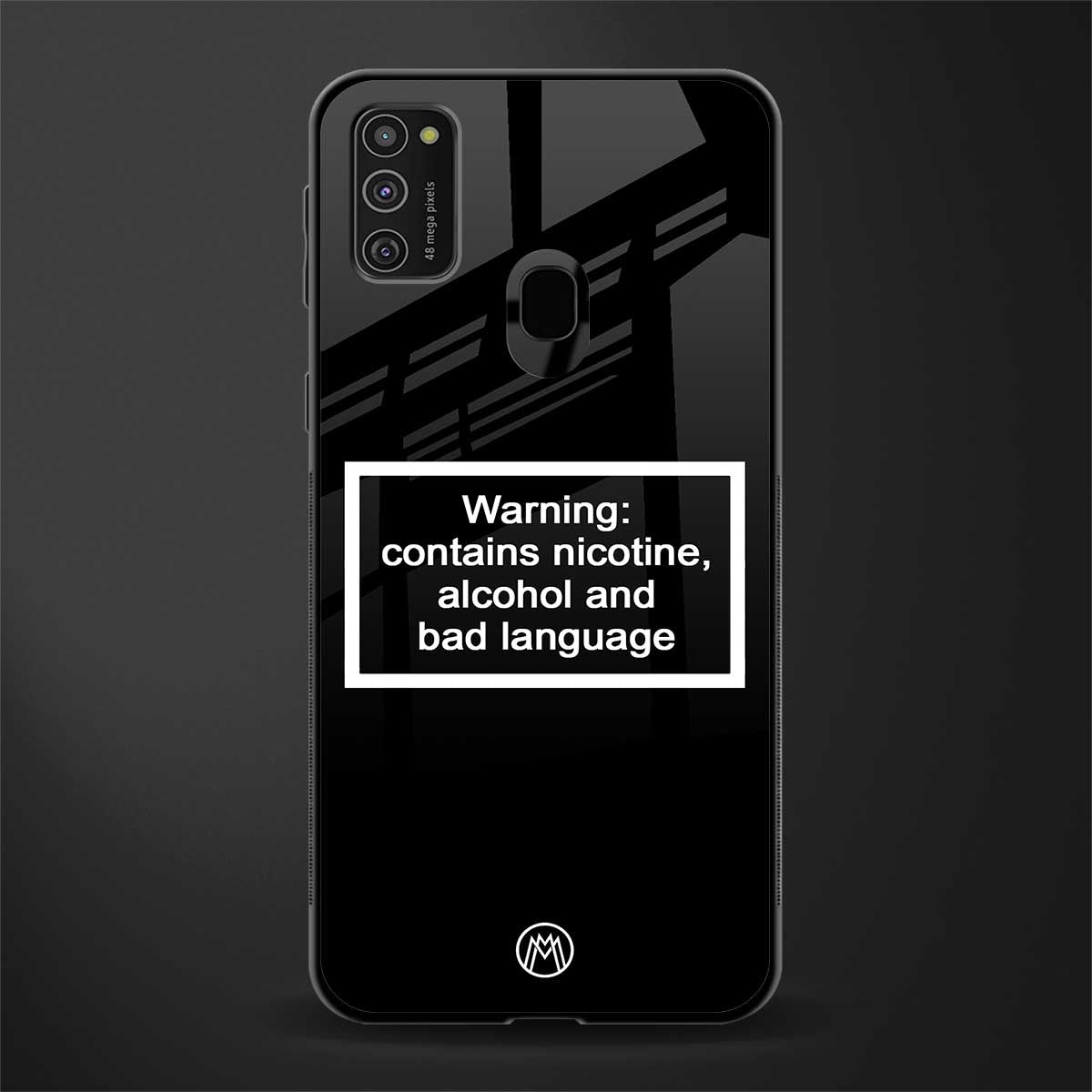warning sign black edition glass case for samsung galaxy m21 image