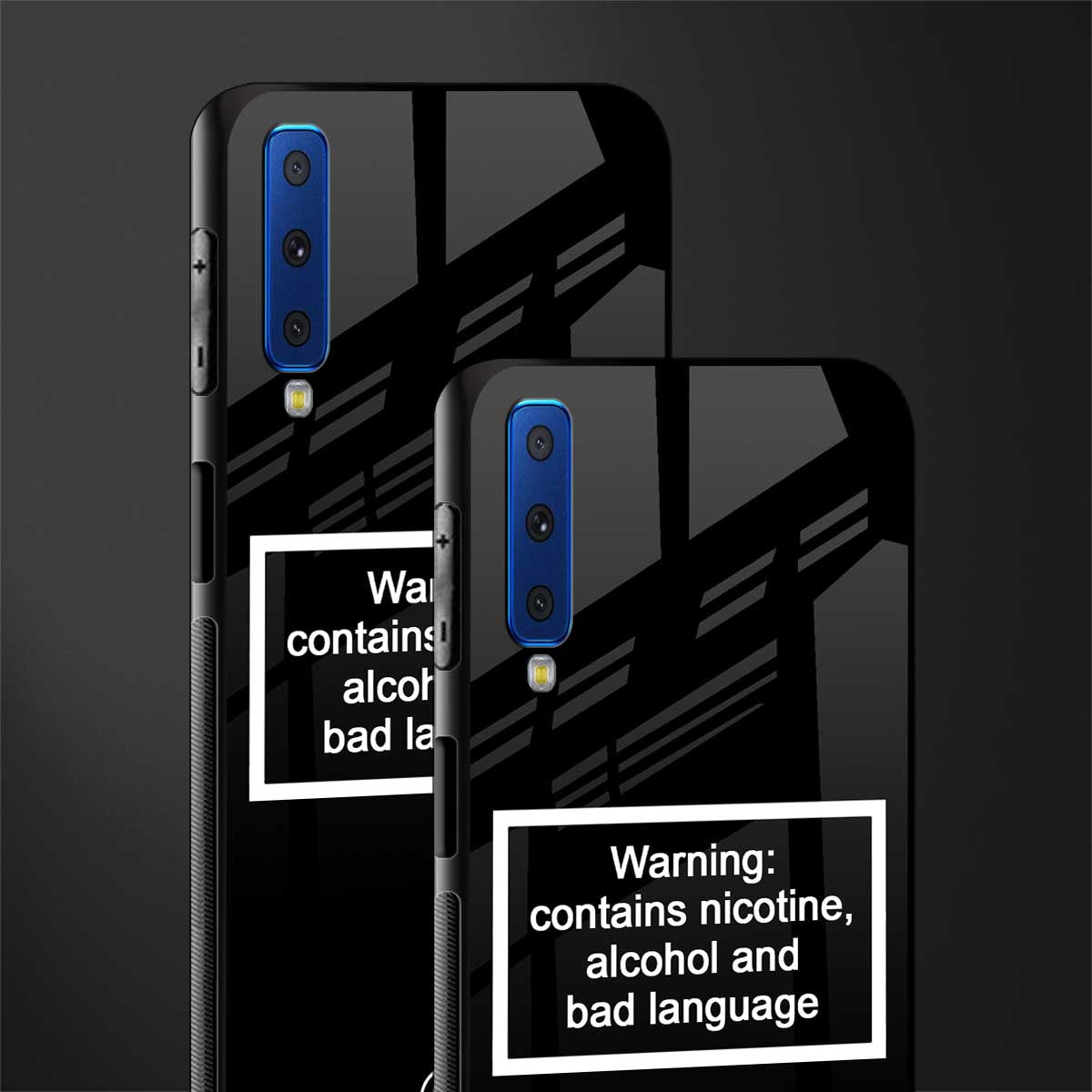 warning sign black edition glass case for samsung galaxy a7 2018 image-2
