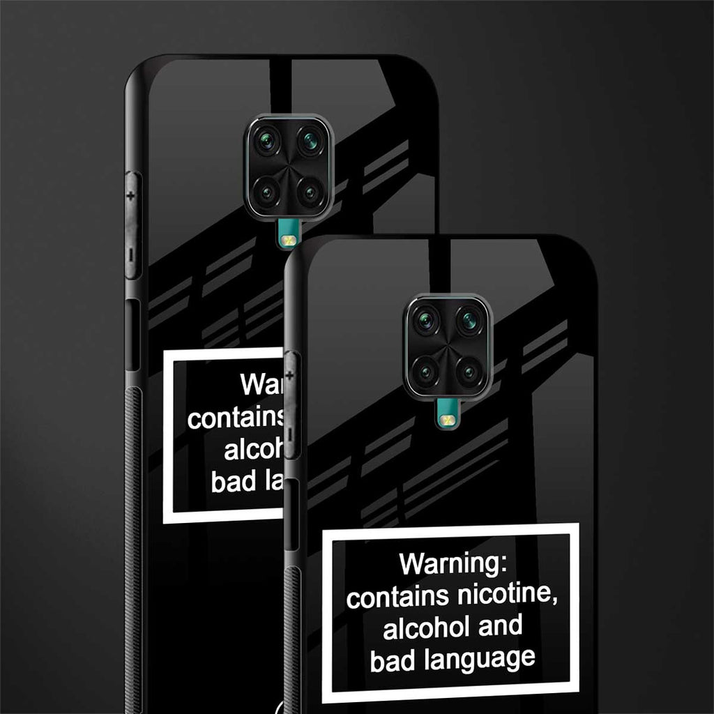 warning sign black edition glass case for redmi note 9 pro image-2