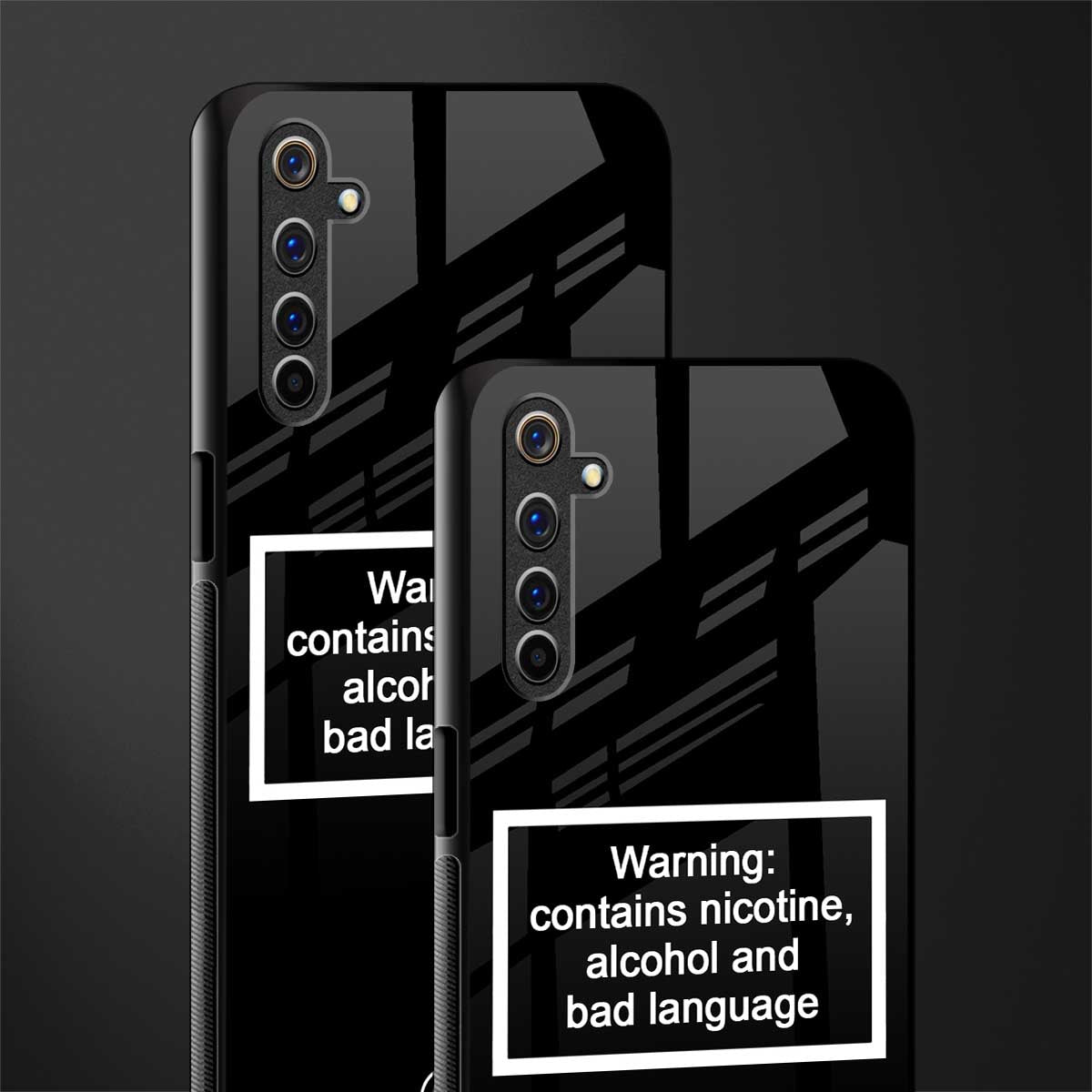 warning sign black edition glass case for realme 6 pro image-2