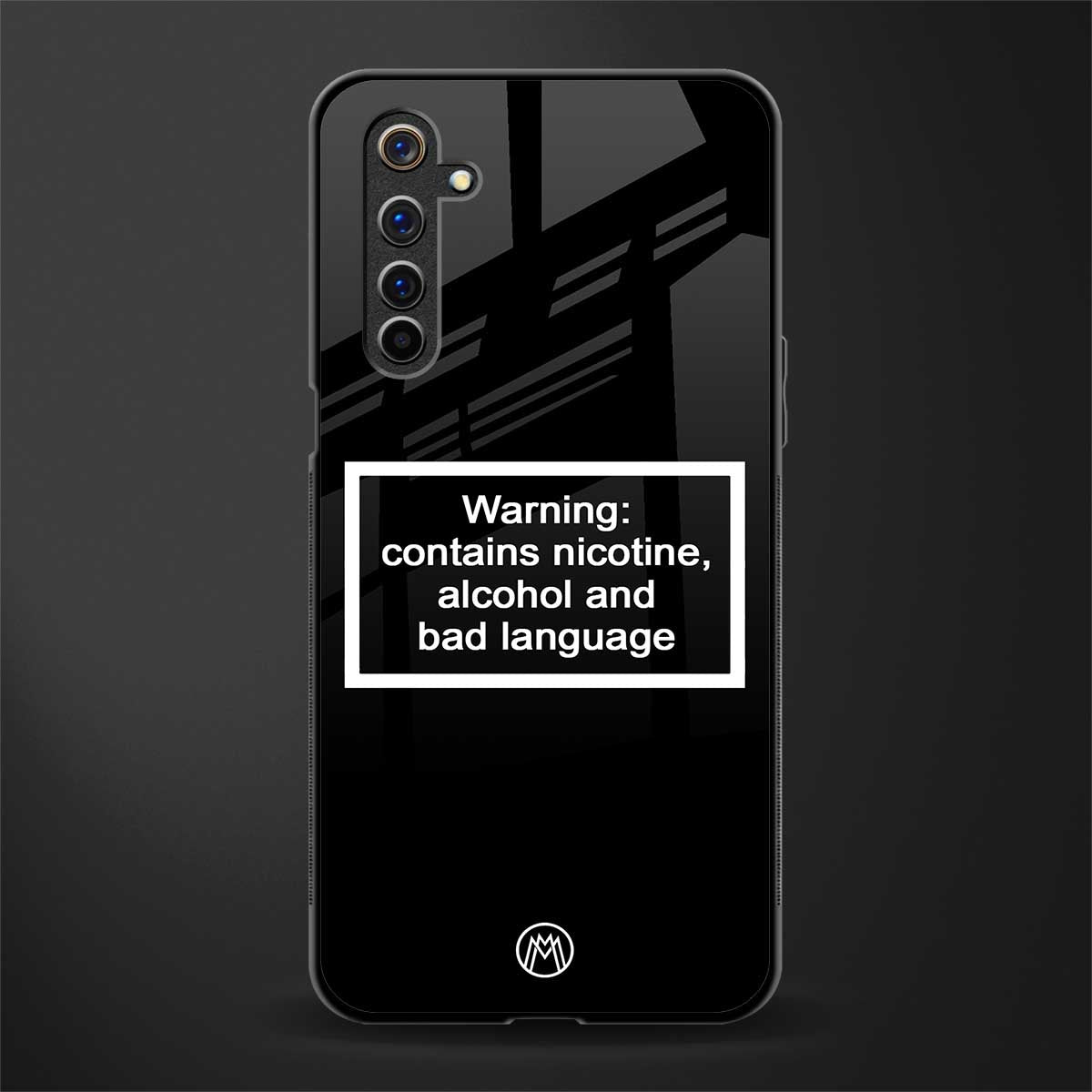 warning sign black edition glass case for realme 6 image