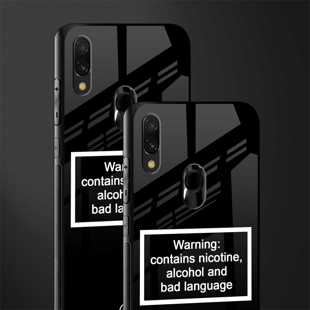 warning sign black edition glass case for redmi note 7 image-2
