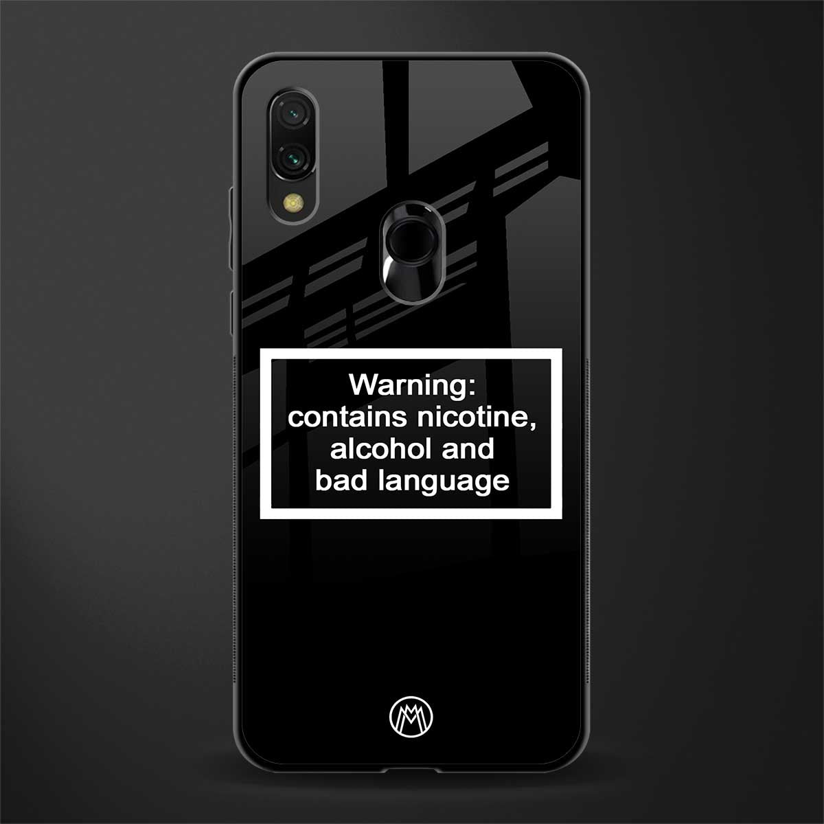 warning sign black edition glass case for redmi y3 image