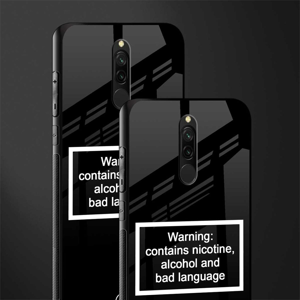 warning sign black edition glass case for redmi 8 image-2