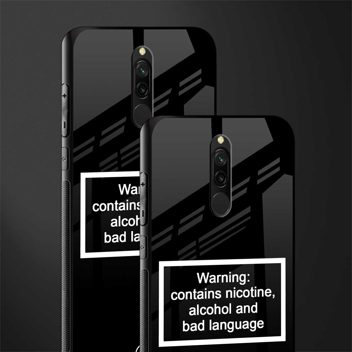 warning sign black edition glass case for redmi 8 image-2