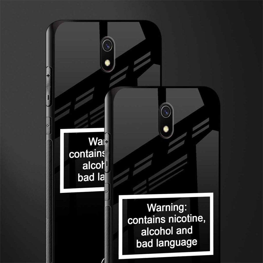 warning sign black edition glass case for redmi 8a image-2