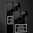 warning sign black edition glass case for redmi 8a image-2