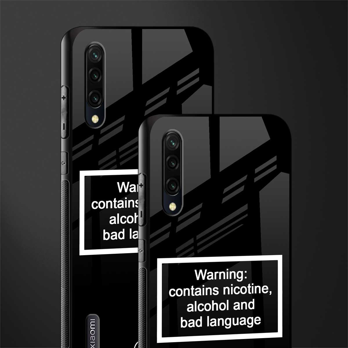 warning sign black edition glass case for mi a3 redmi a3 image-2