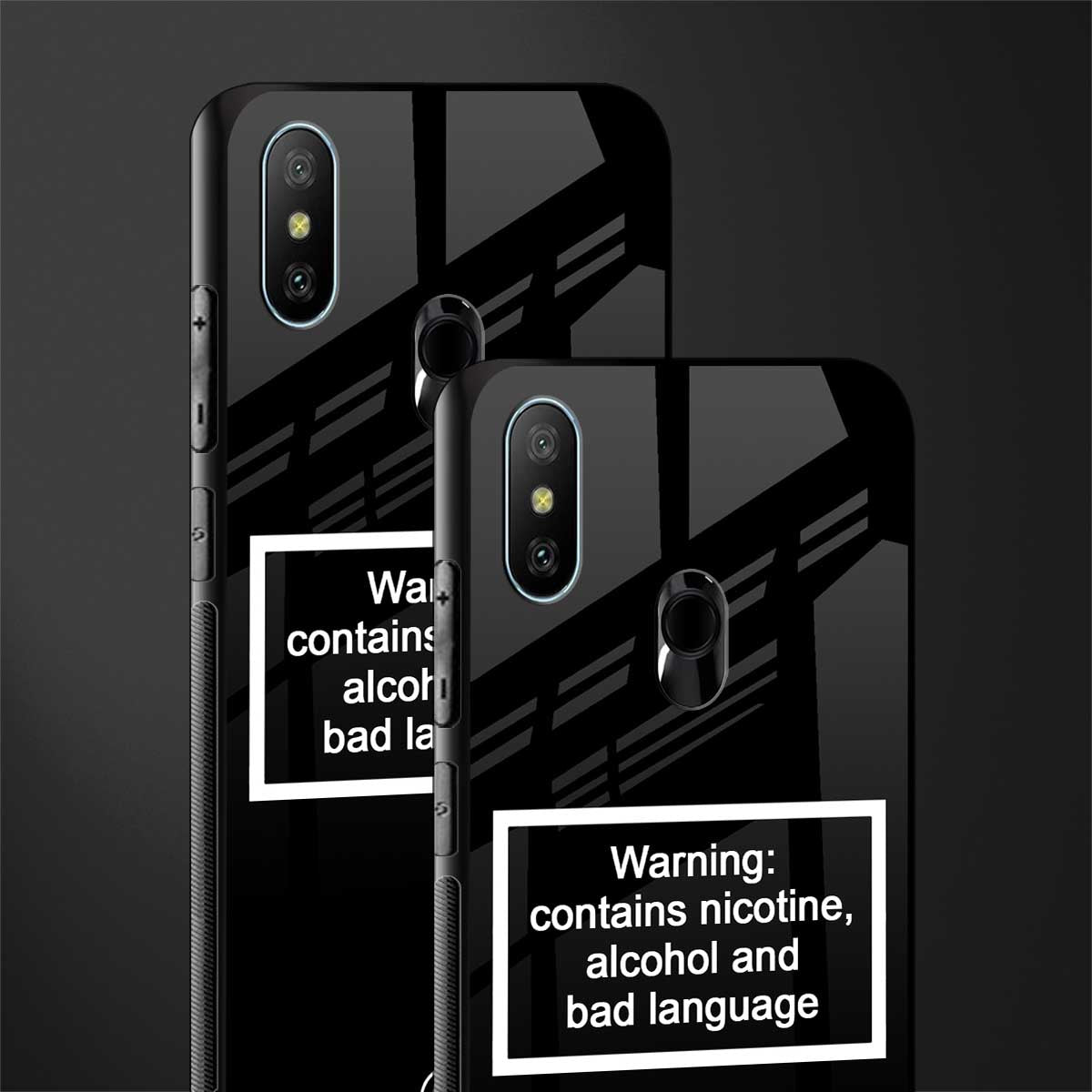 warning sign black edition glass case for redmi 6 pro image-2