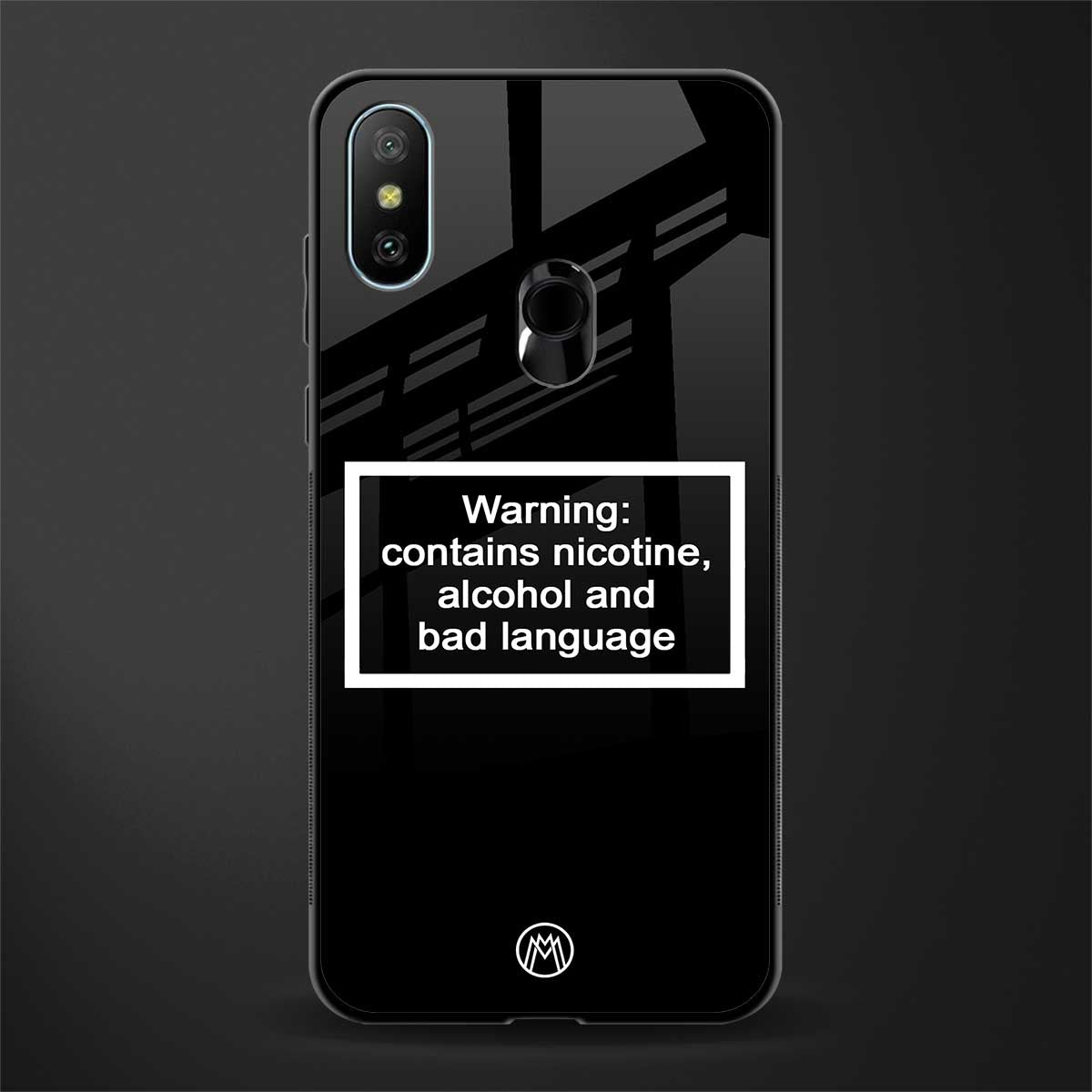 warning sign black edition glass case for redmi 6 pro image