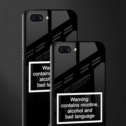 warning sign black edition glass case for oppo a3s image-2