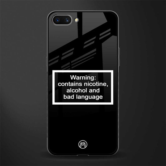 warning sign black edition glass case for oppo a3s image